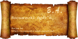 Bocsanszki Agád névjegykártya